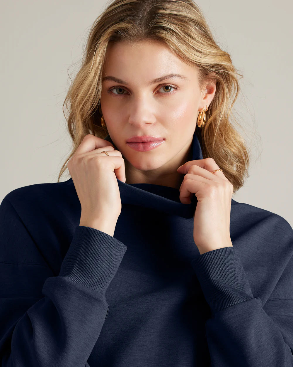 Dream Glow Mock Neck - Navy
