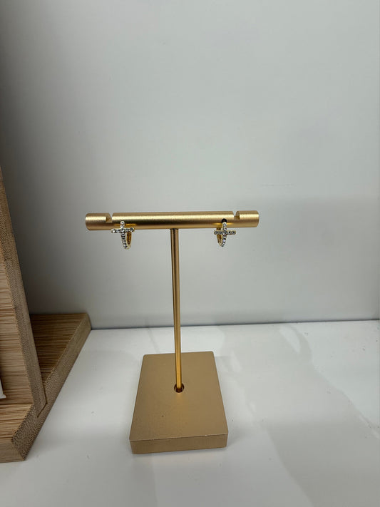 Small Hoop Cross Huggie