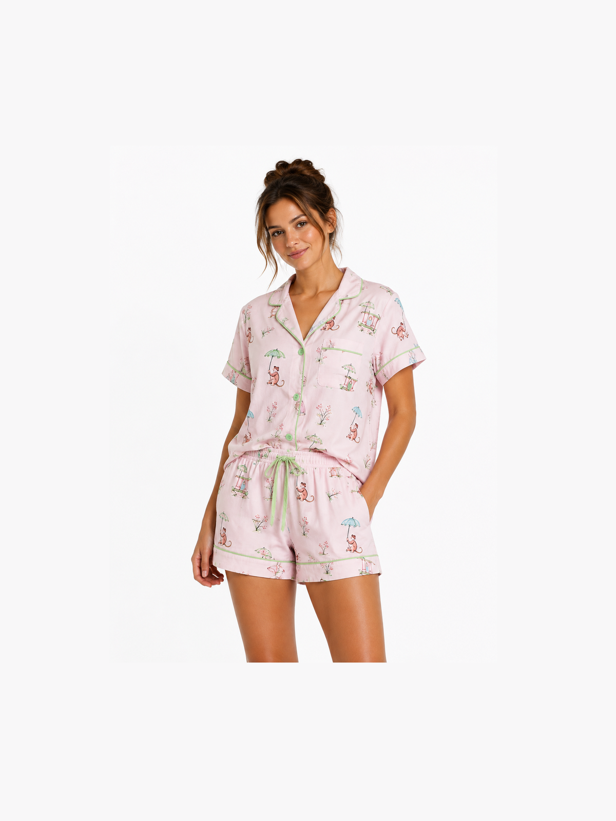 Pink Monkey Bamboo Pajama Set