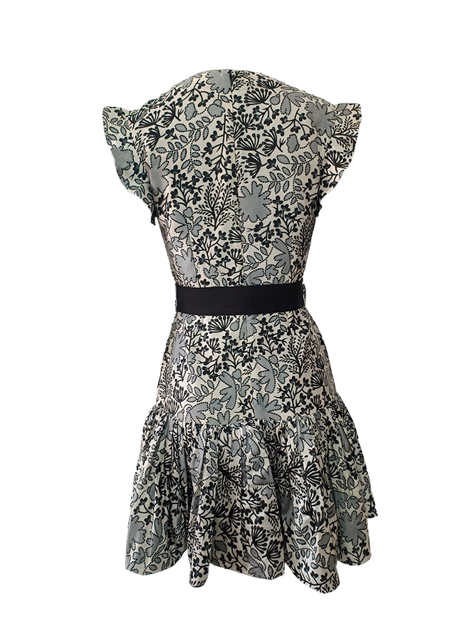 Carla grey and hite abstract floral dress