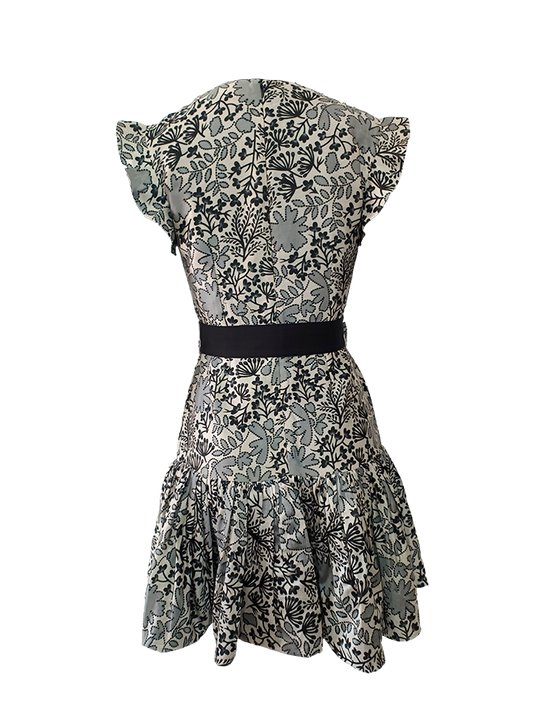 Carla grey and hite abstract floral dress
