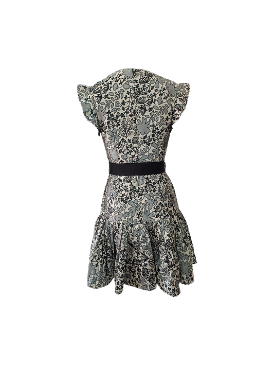 Carla grey and hite abstract floral dress