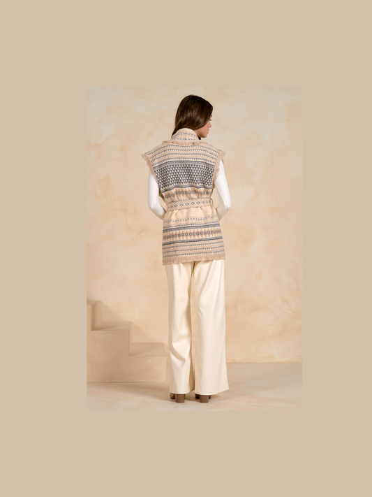 Printed Sleeveless Cardigan