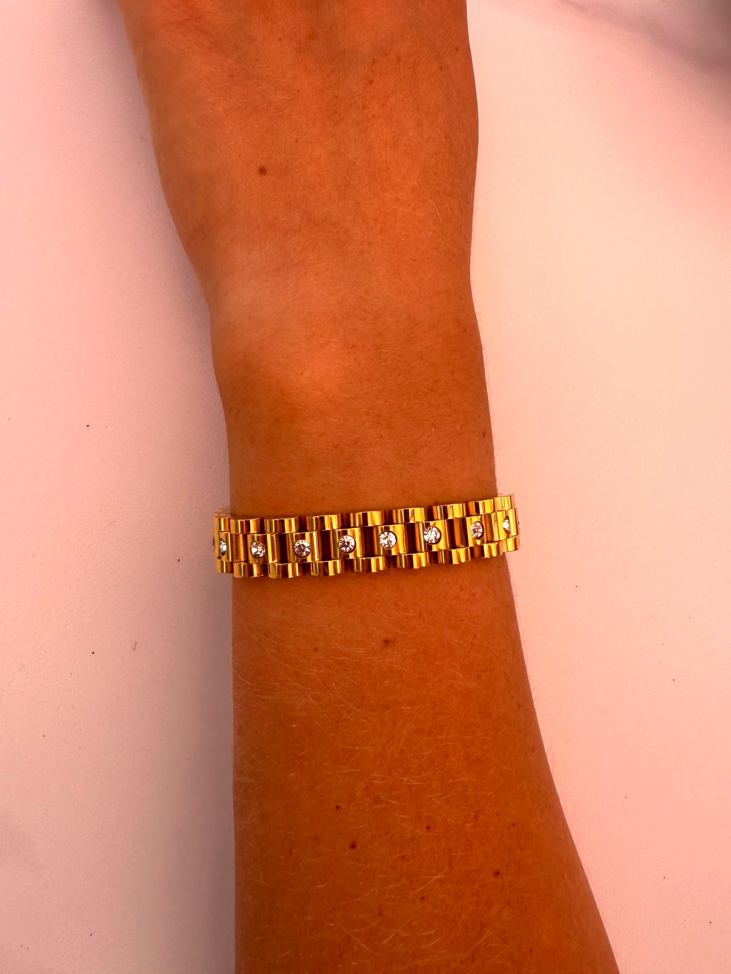 Gold CZ Link Bracelet