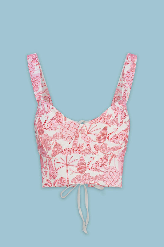 Women's Woven Sleeveless Top - Pink Toile