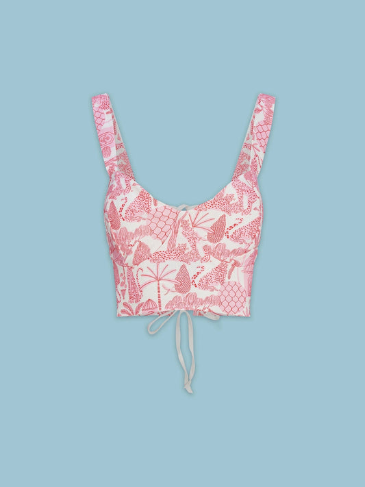 Women's Woven Sleeveless Top - Pink Toile