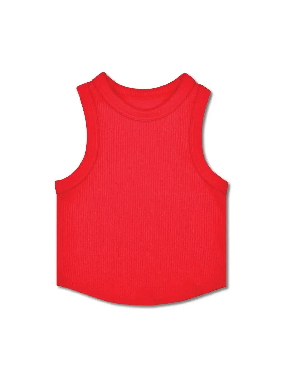 Cropped Ribbed Tank Top - Cherry Red