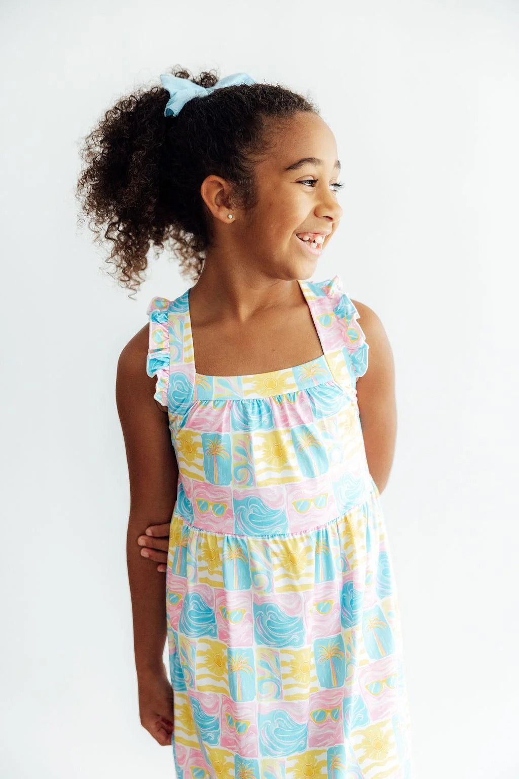 Tropical Summer Ruffle Back Dress