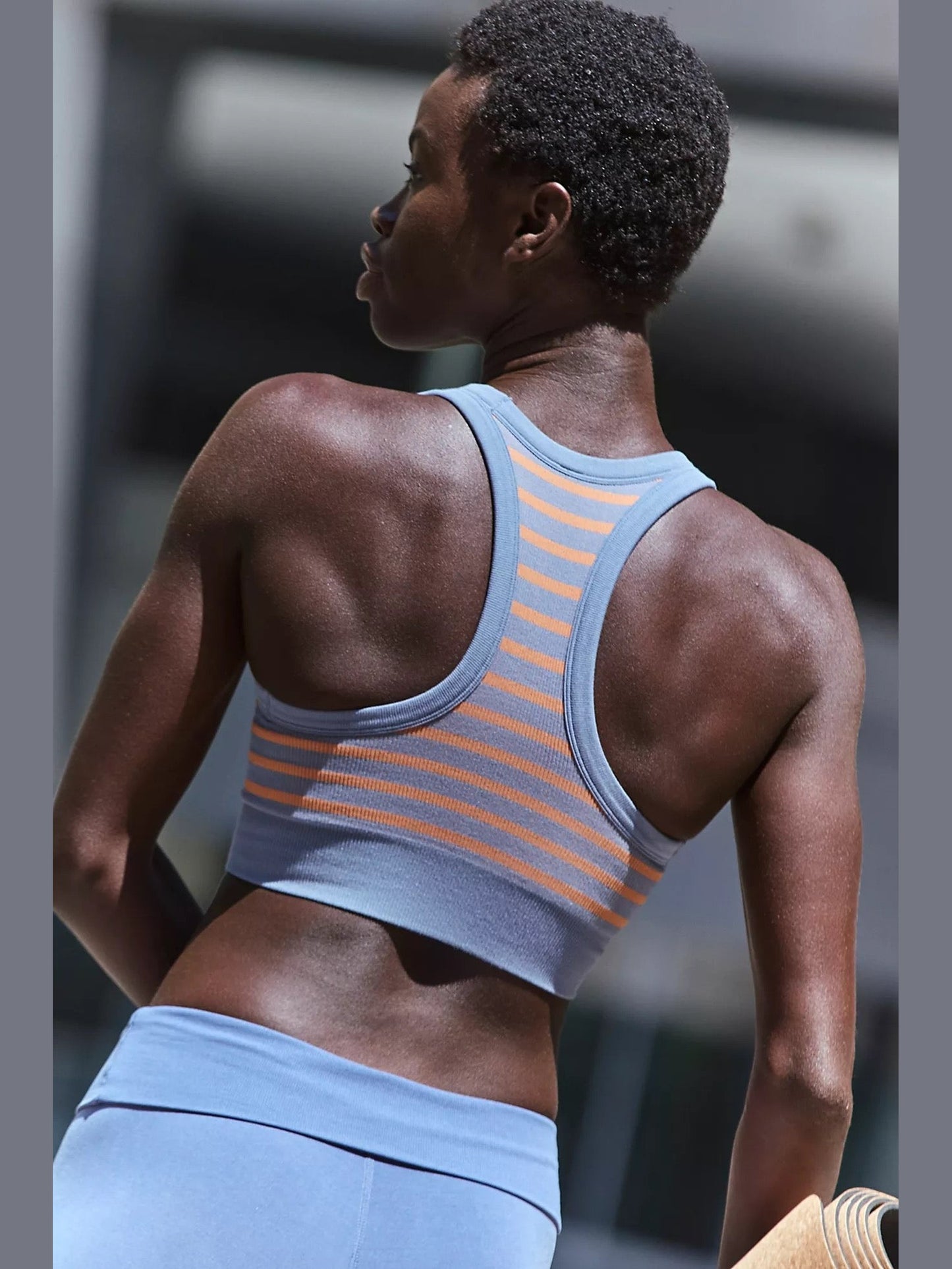 Go To Striped Sports Bra - Blue Ash Combo