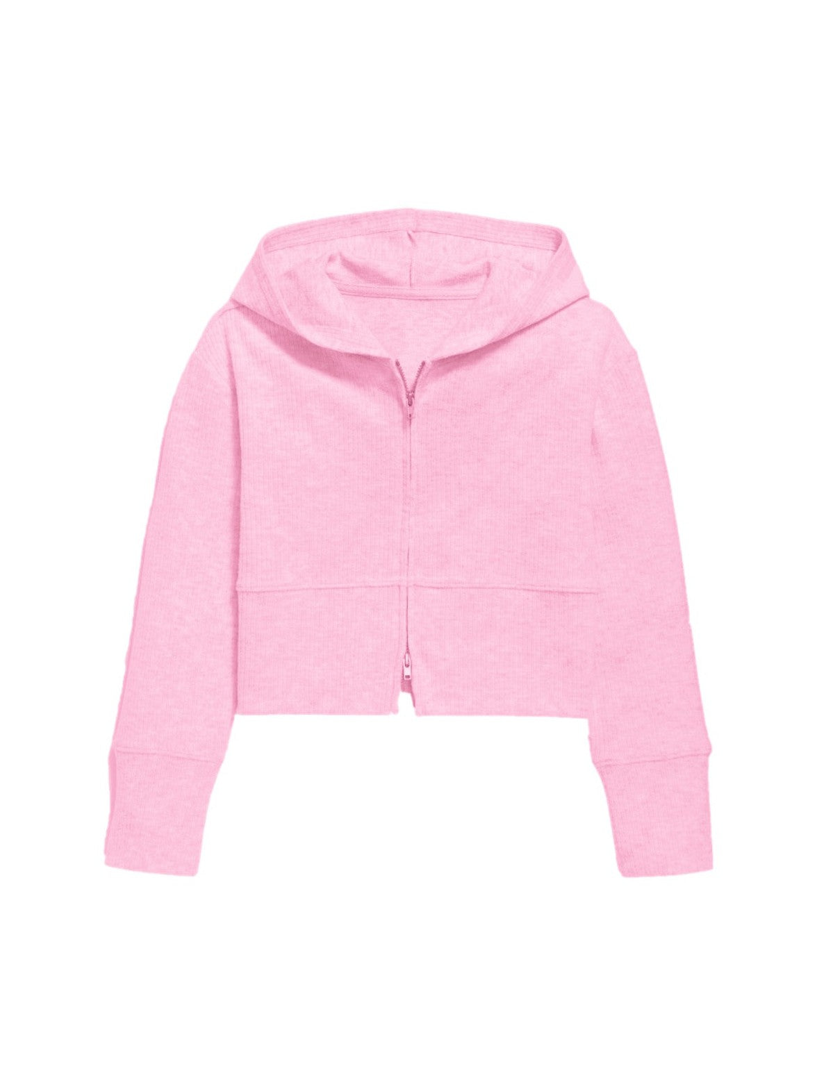Ribbed Zip Up Hoodie - Chalk Pink