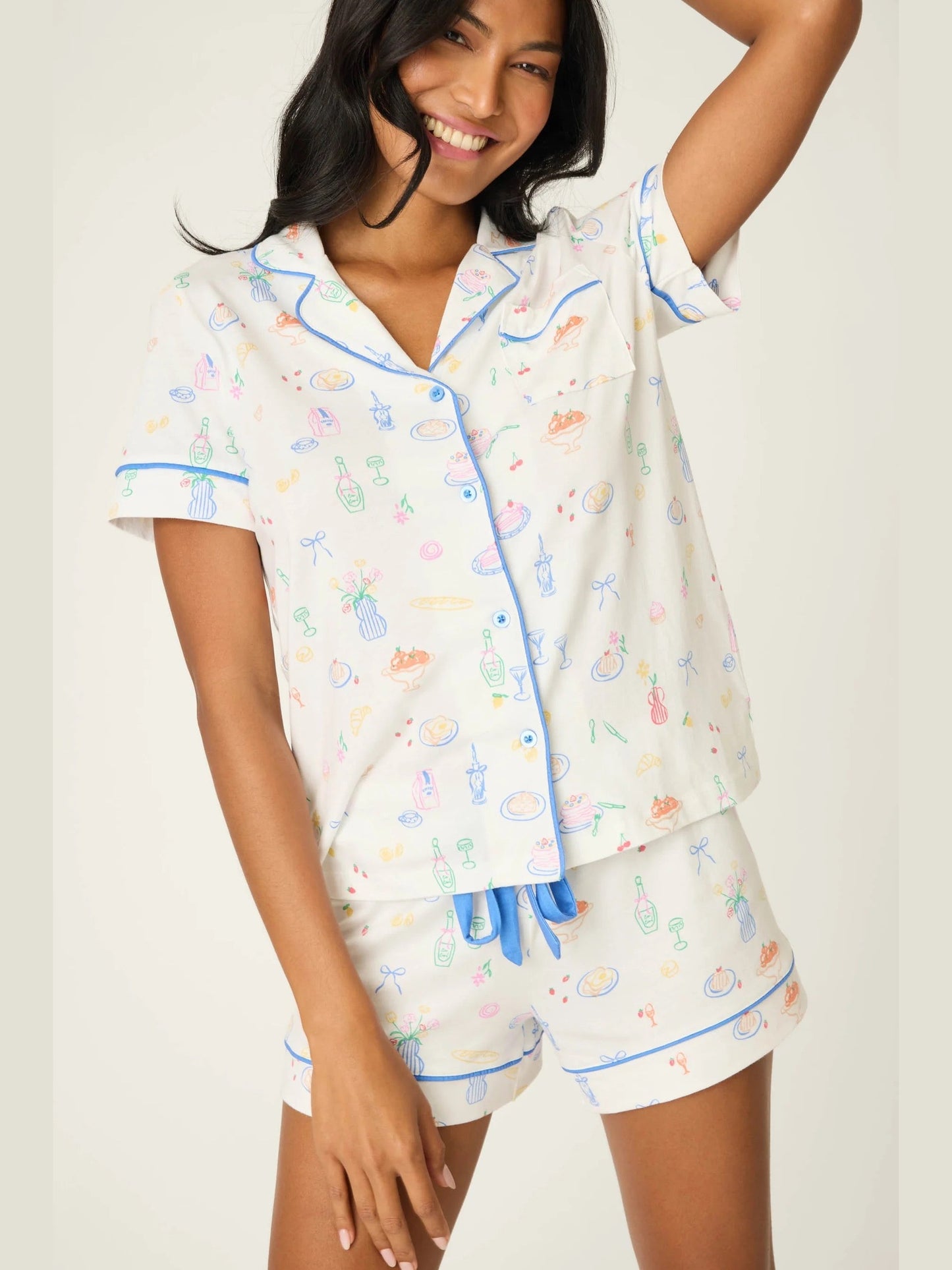Whimsy Parisian Picnic Short PJ Set