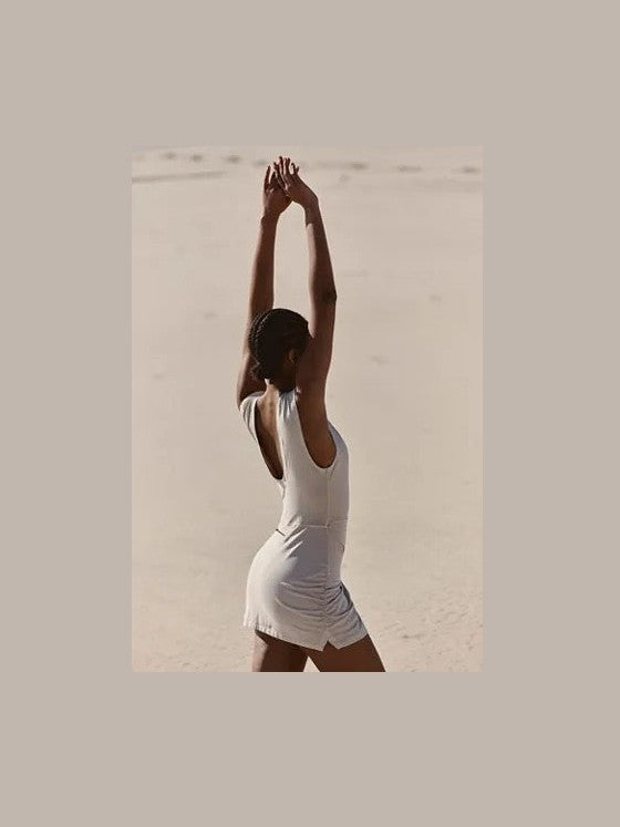 Hot Shot Sarong Romper - Heather Grey