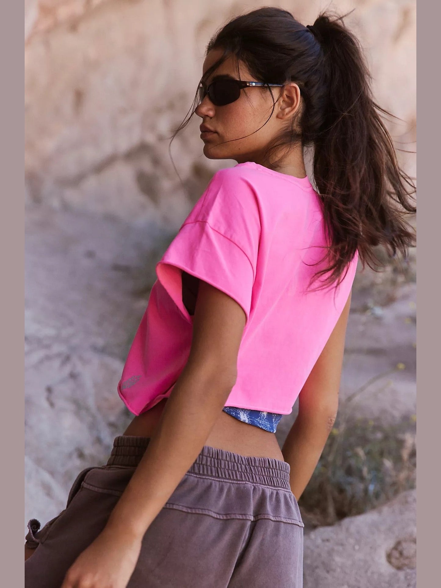 Hot Shot Cropped Tee - Hot Pink