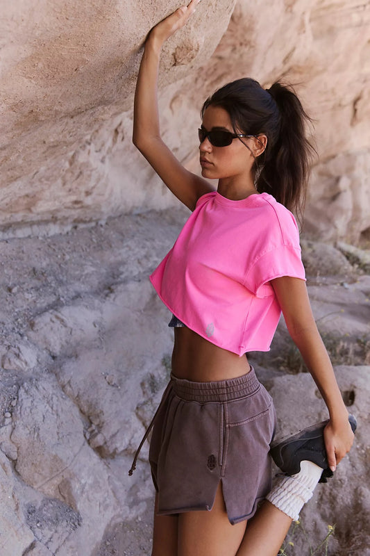 Hot Shot Cropped Tee - Hot Pink