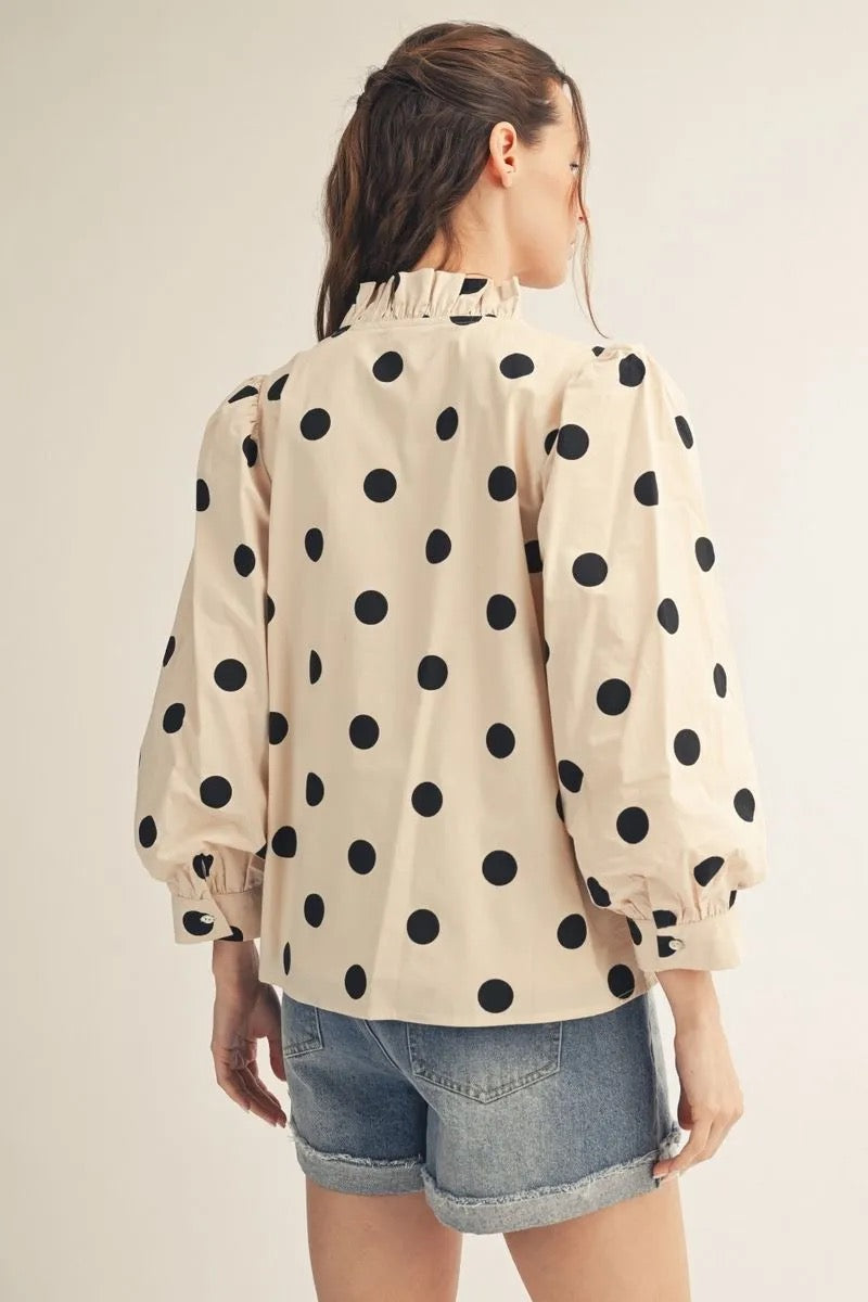 Polka Dot Balloon Sleeve Top