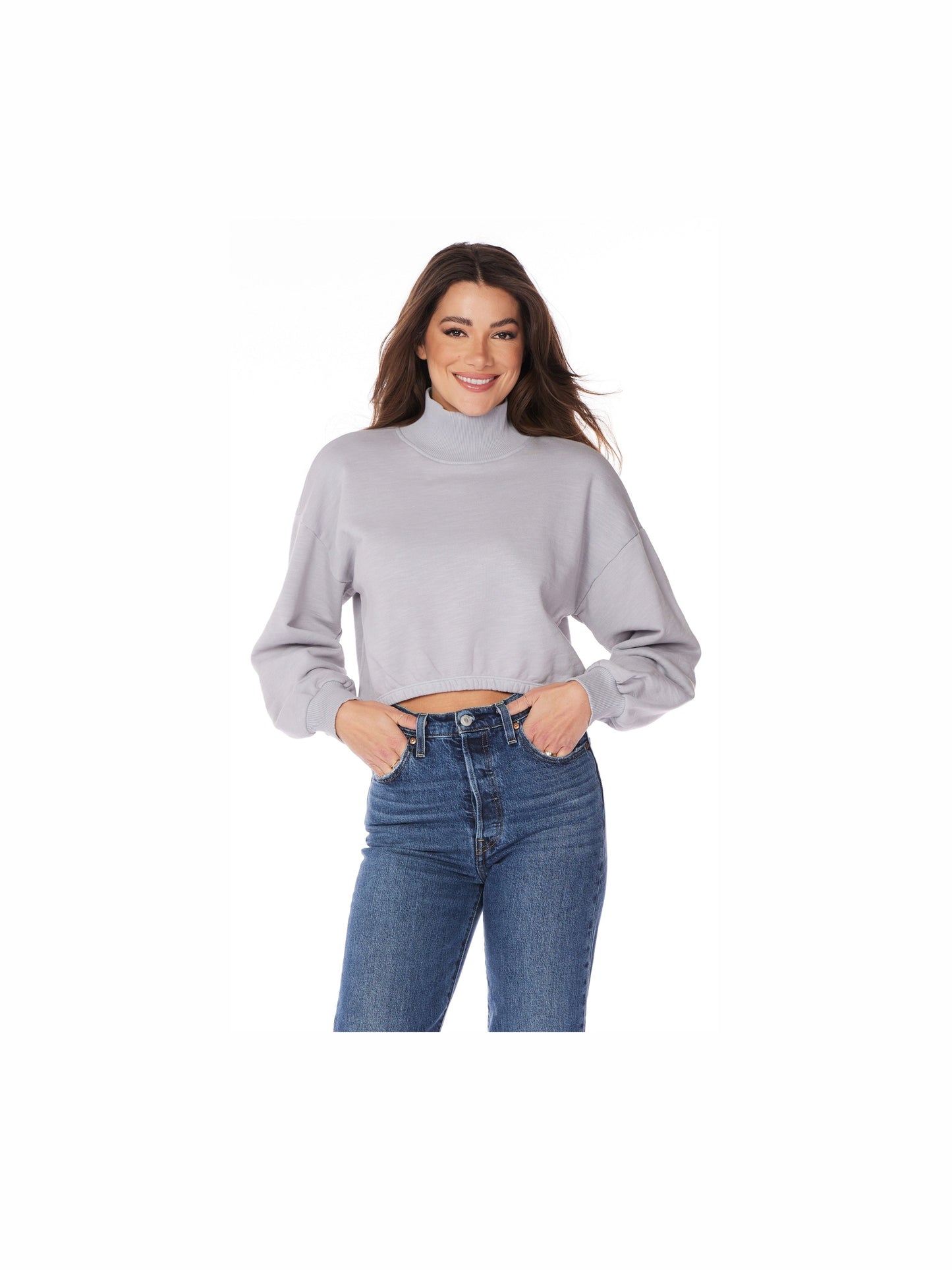 Turtleneck Bubble Sleeve Sweatshirt