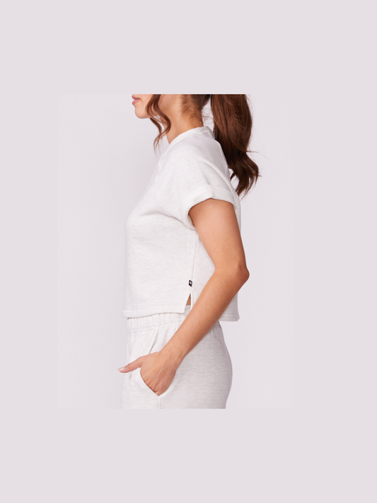 Rolled Short Sleeve Raglan Sweatshirt - White