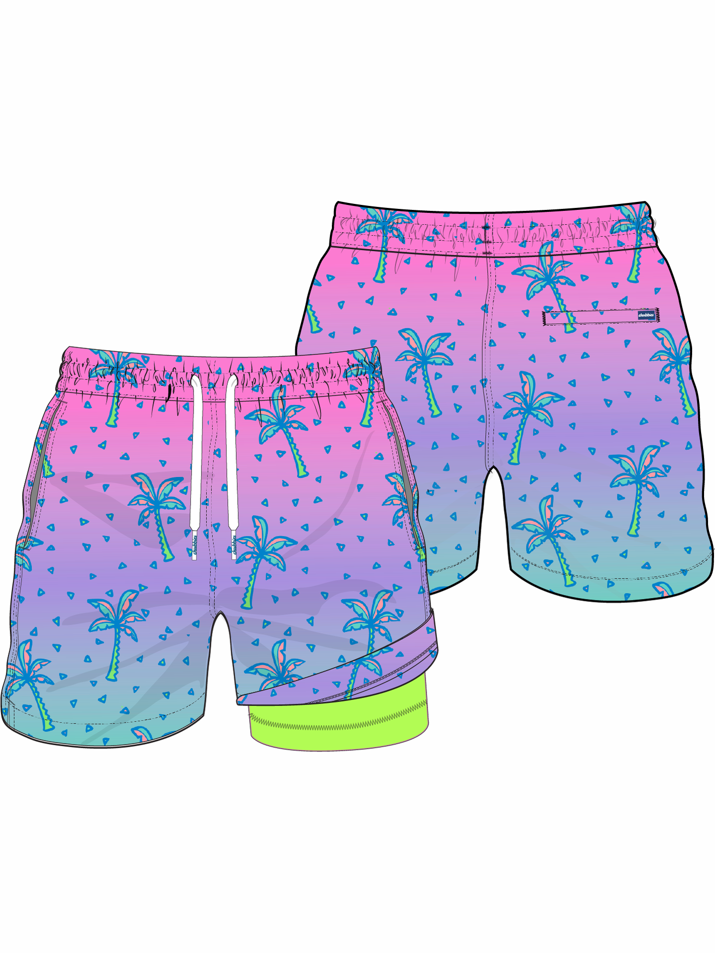 The Tropic Pops Classic Lined Swim Trunks 5.5"