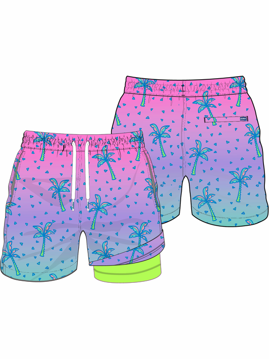 The Tropic Pops Classic Lined Swim Trunks 5.5"