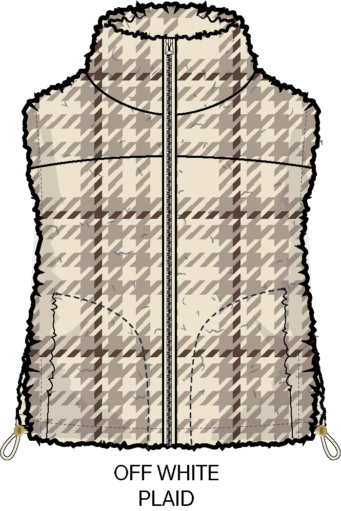 Teddy Vest - Off White Plaid