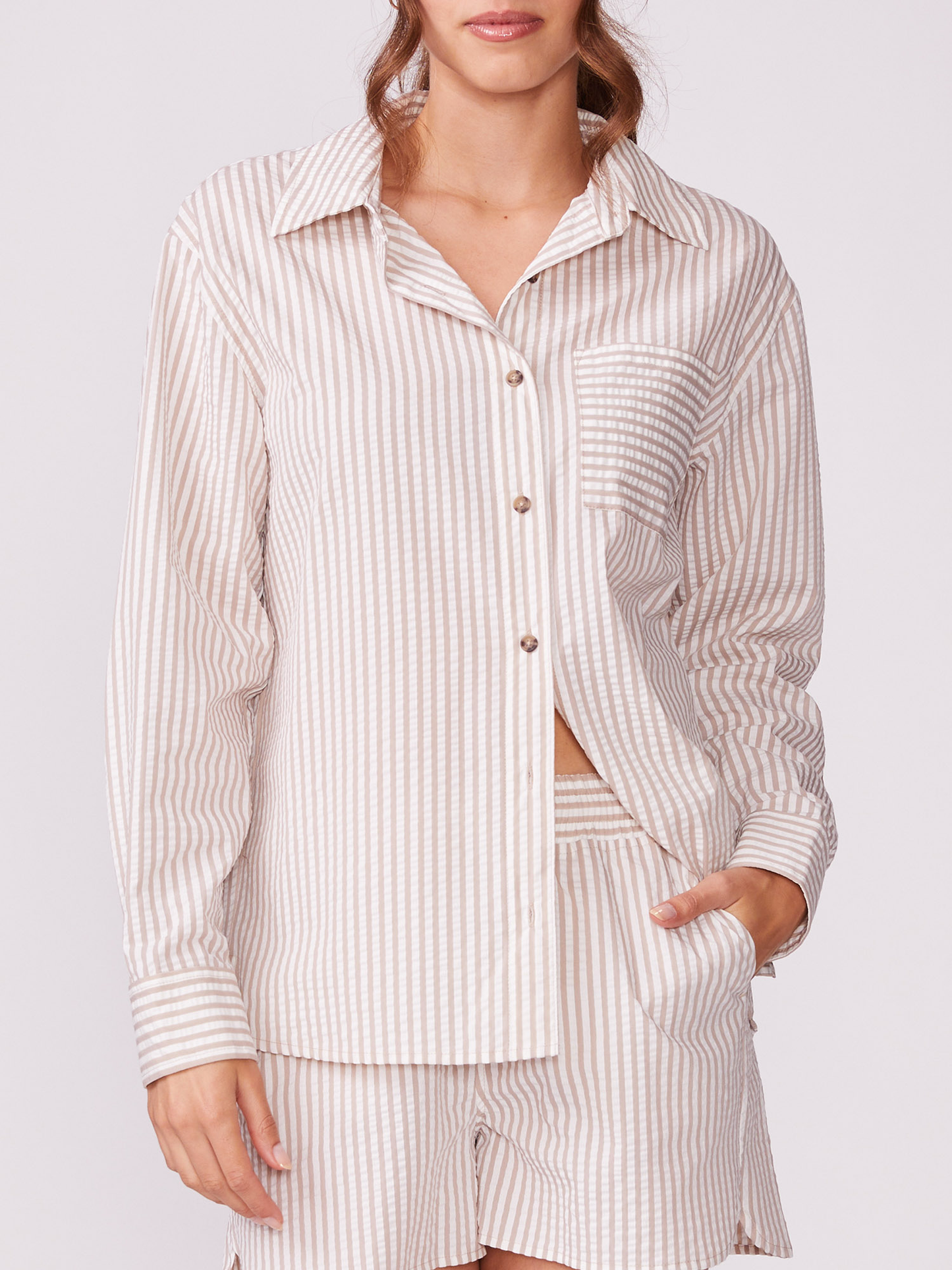 Button Down Lounge Shirt - Goat