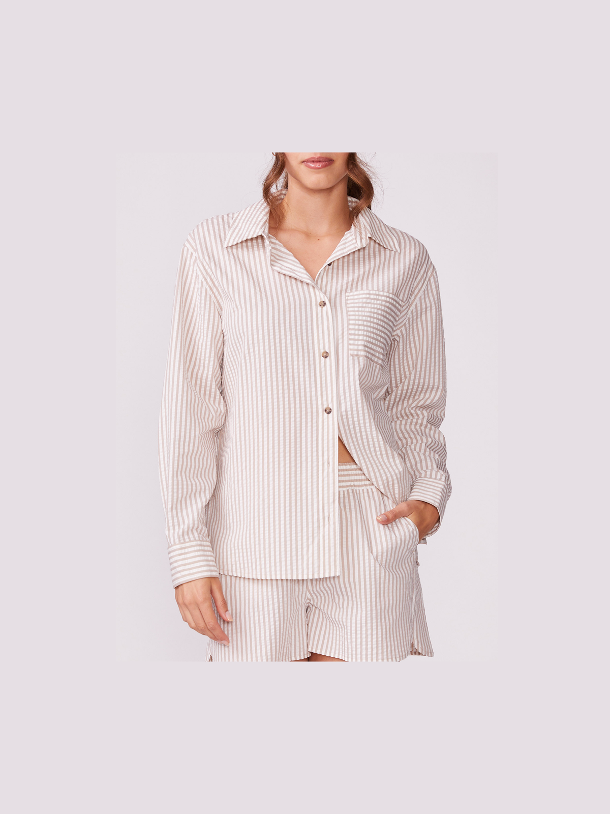 Button Down Lounge Shirt - Goat
