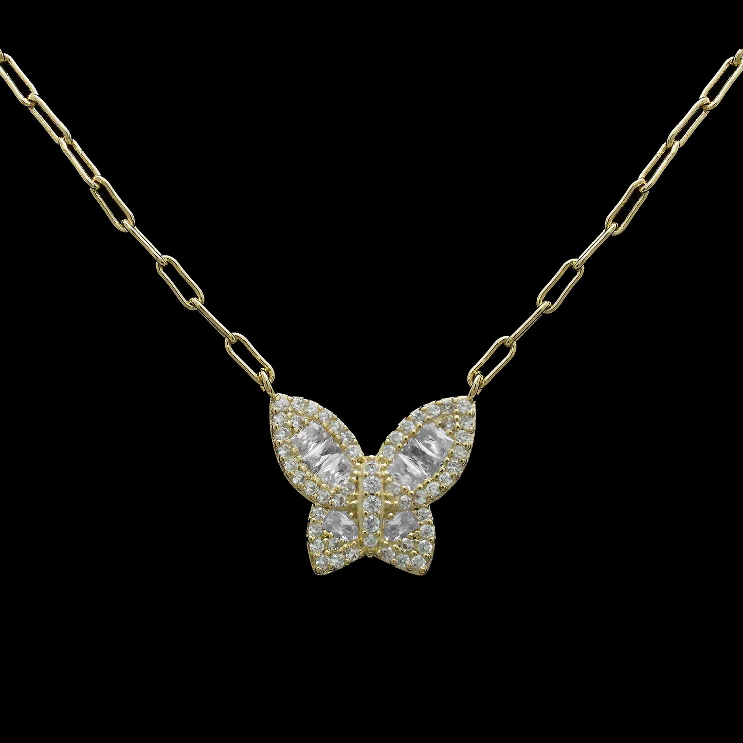 Gold Pave Butterfly Necklace