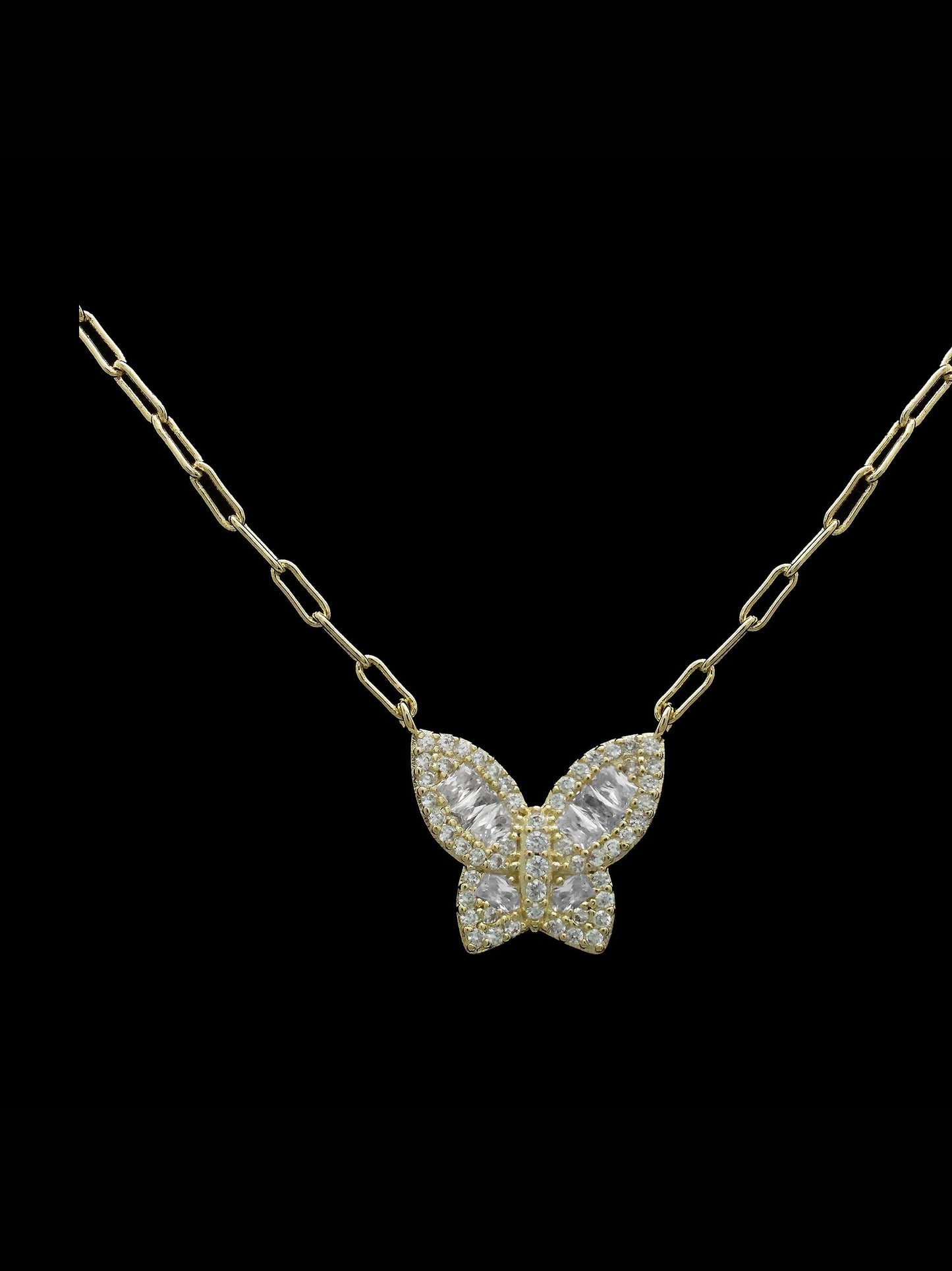 Gold Pave Butterfly Necklace
