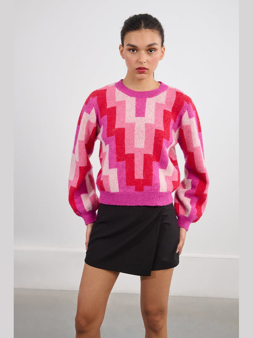 Graphic Sweater - Fuchsia