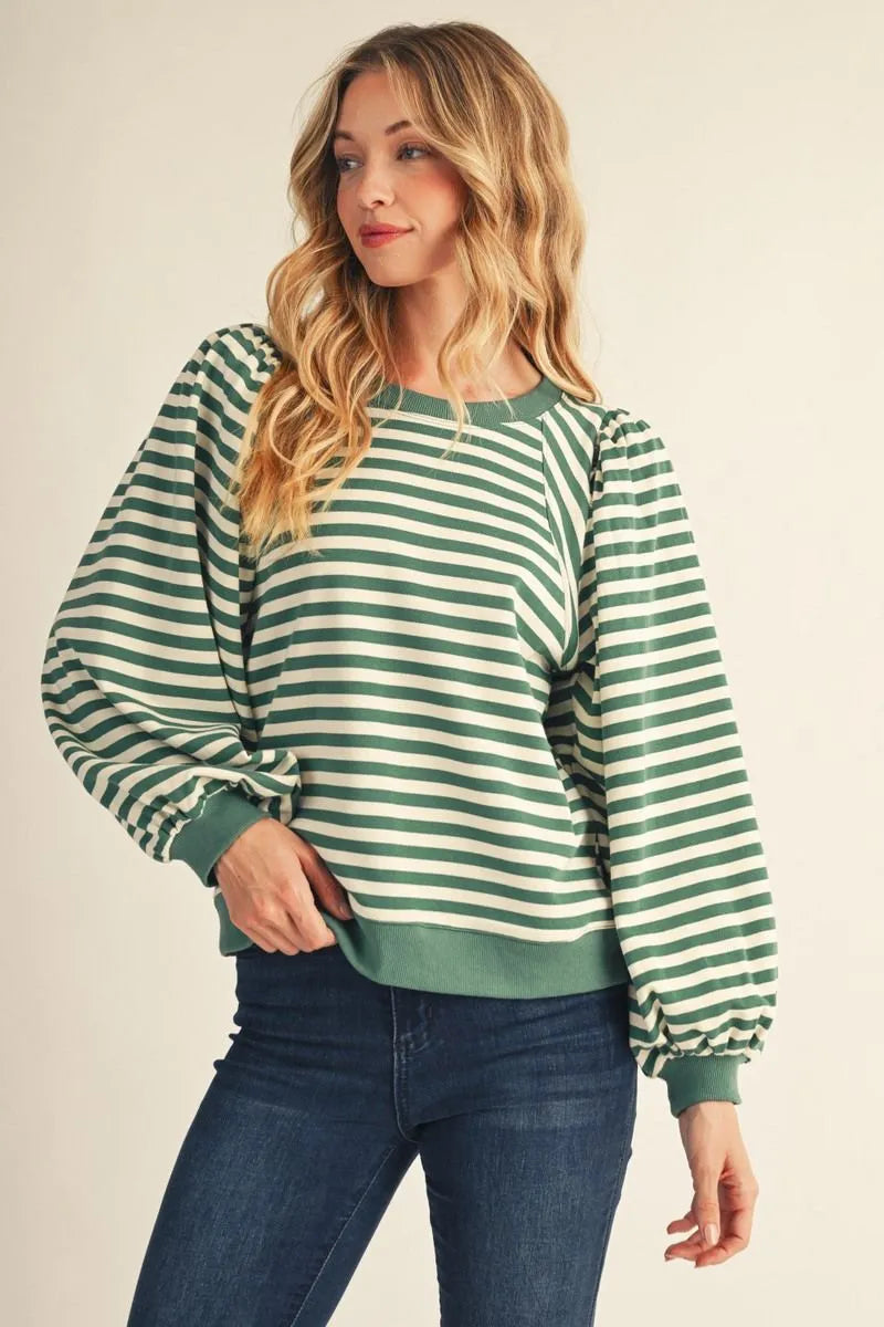 Hunter Green Striped Top