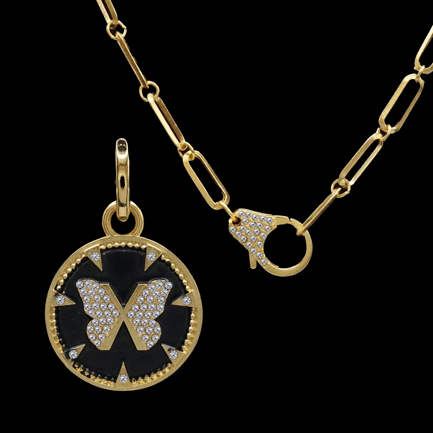 Gray Disc Butterfly Charm