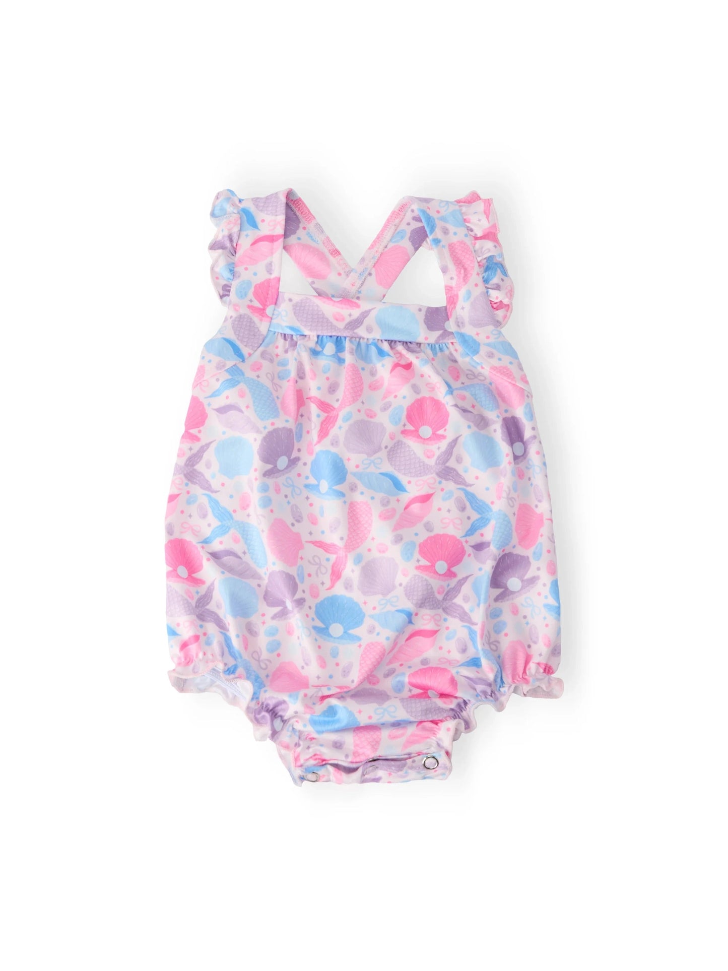 Mermaid Tails Ruffle Cross Back Romper