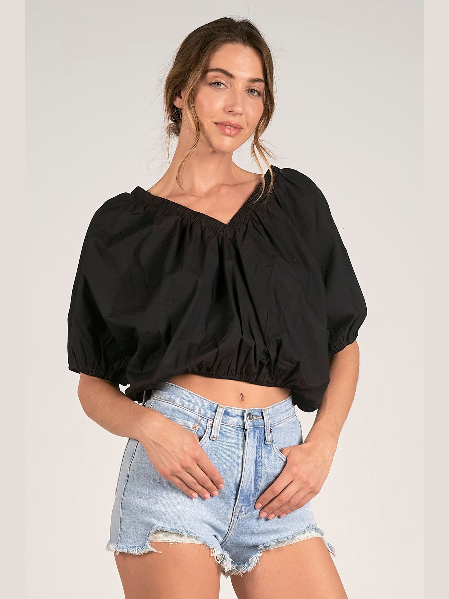 V-Neck Bubble Top