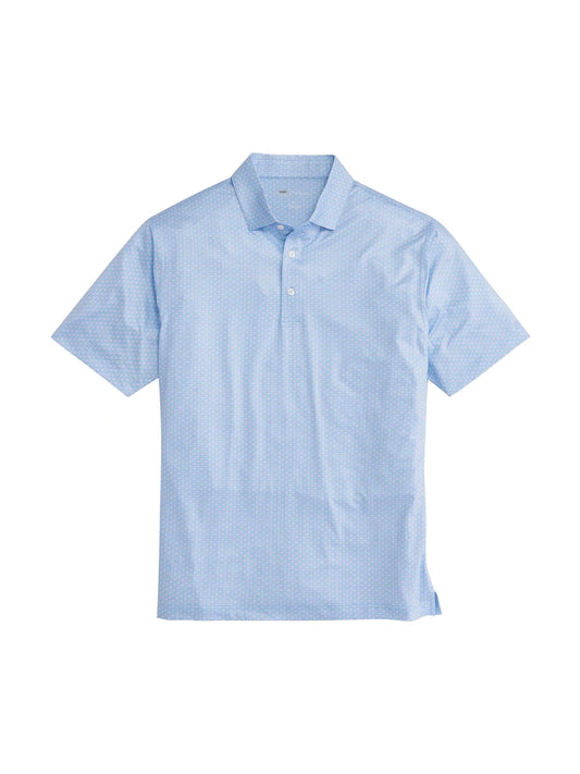 Light blue Shade Printed Performance Polo with white dot pattern