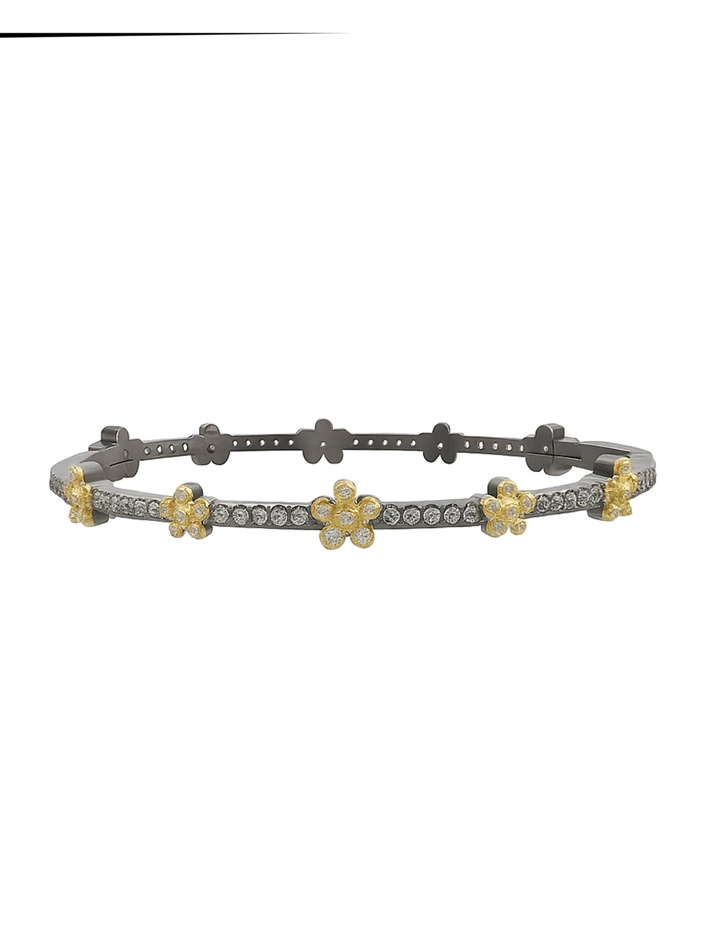 CZ Flower Pave Bracelet - Black