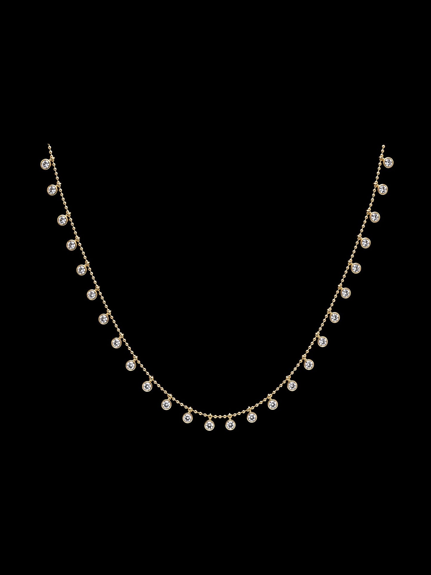 Matte Gold Necklace with Clear Dangle CZ