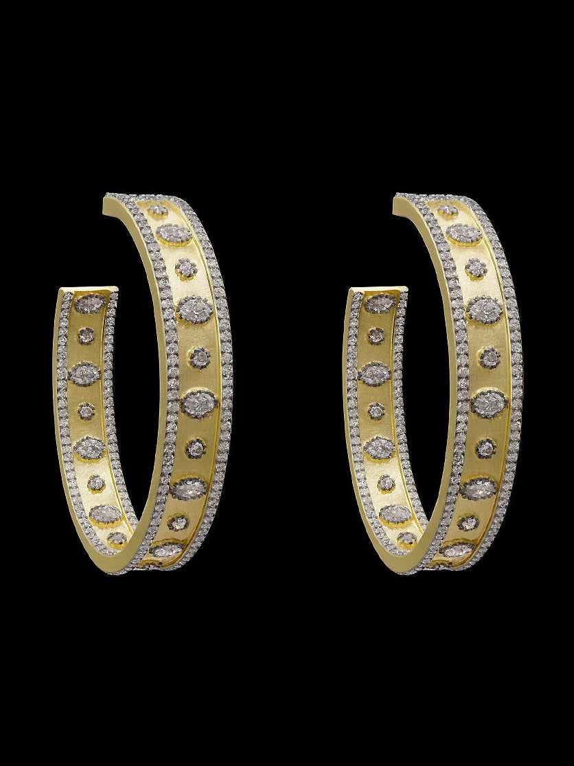 Post Hoop Pave Earrings