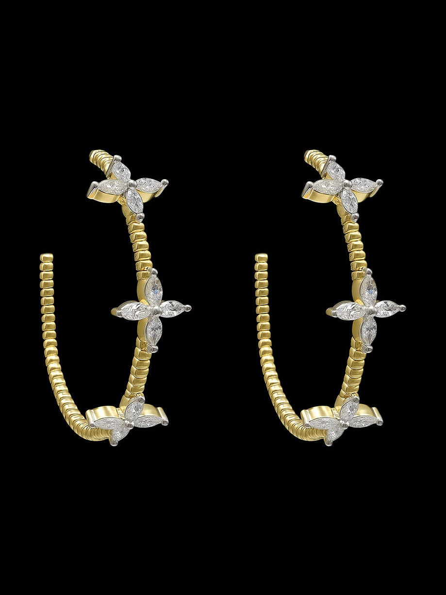 CZ Flower Hoop Earrings