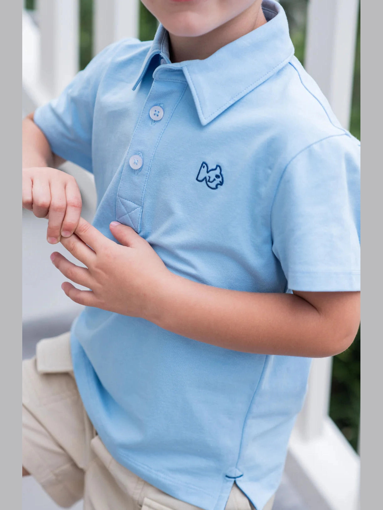 Too Cool for School Polo in Heathered Light Blue