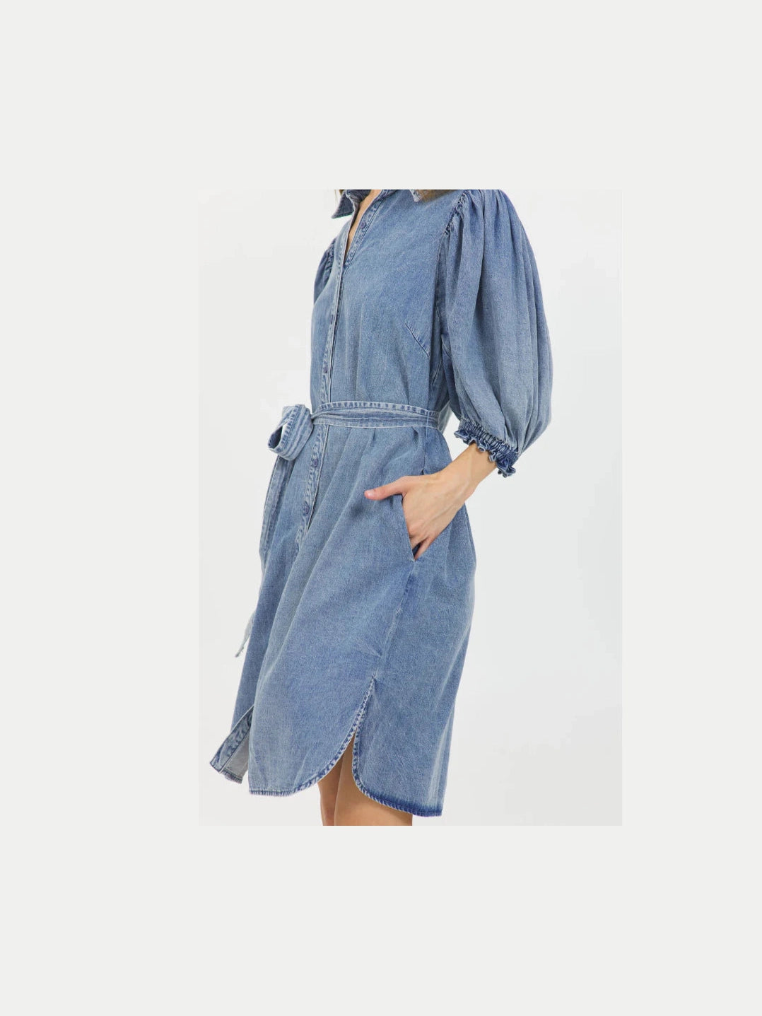 Puff Sleeve Dress - Denim