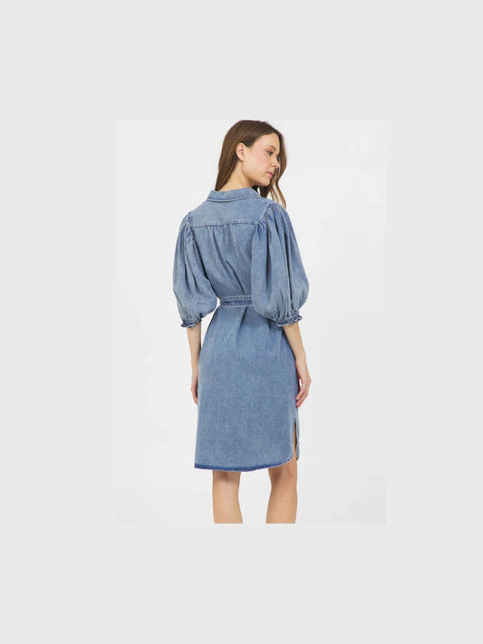 Puff Sleeve Dress - Denim