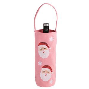 Santa Sequin Wine Bag - Pink