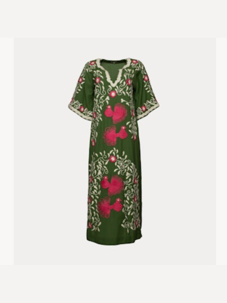 Peacock Caftan Embroidery Dress