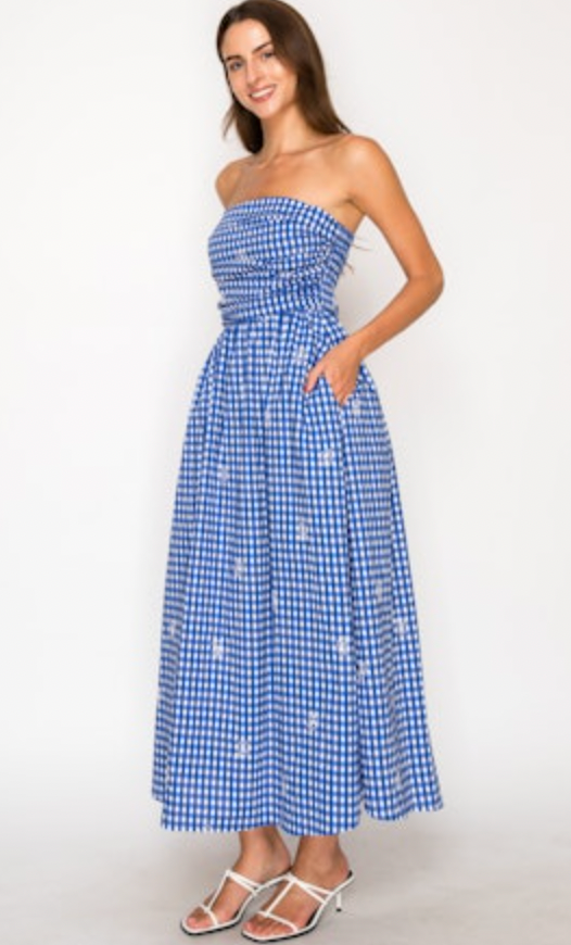 Azure Lace Tubi Maxi Dress