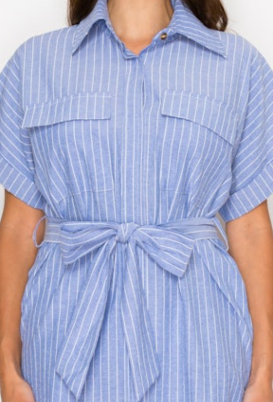 Nautical Stripe Shirt Dress