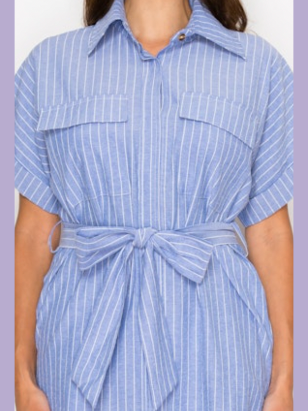 Nautical Stripe Shirt Dress