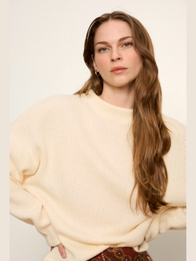 Ribbed Dolman Sweatshirt - Bone
