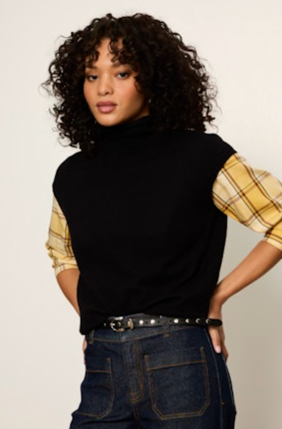 Mock Neck Sweater Shell - Black