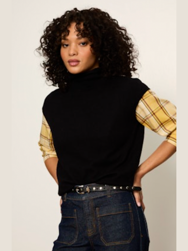 Mock Neck Sweater Shell - Black