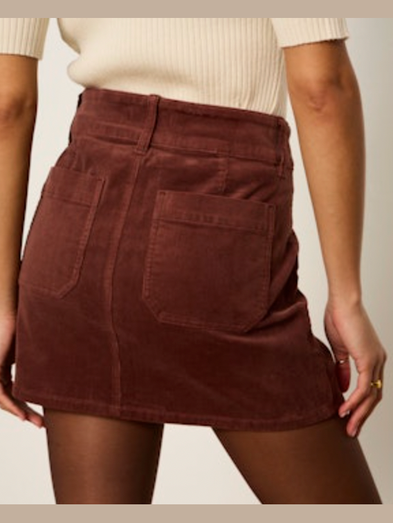 Downtown Corduroy Skirt - Burnt Cocoa